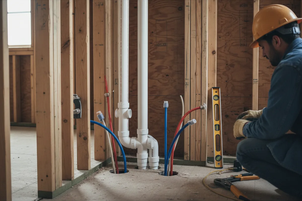 Drain and supply rough-in during Drain Cleaning in Truro